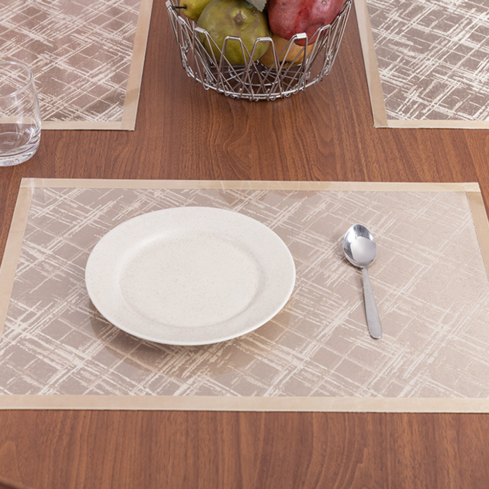 Golden Frame in Wood Print Table Mat (Set of 6 pcs)