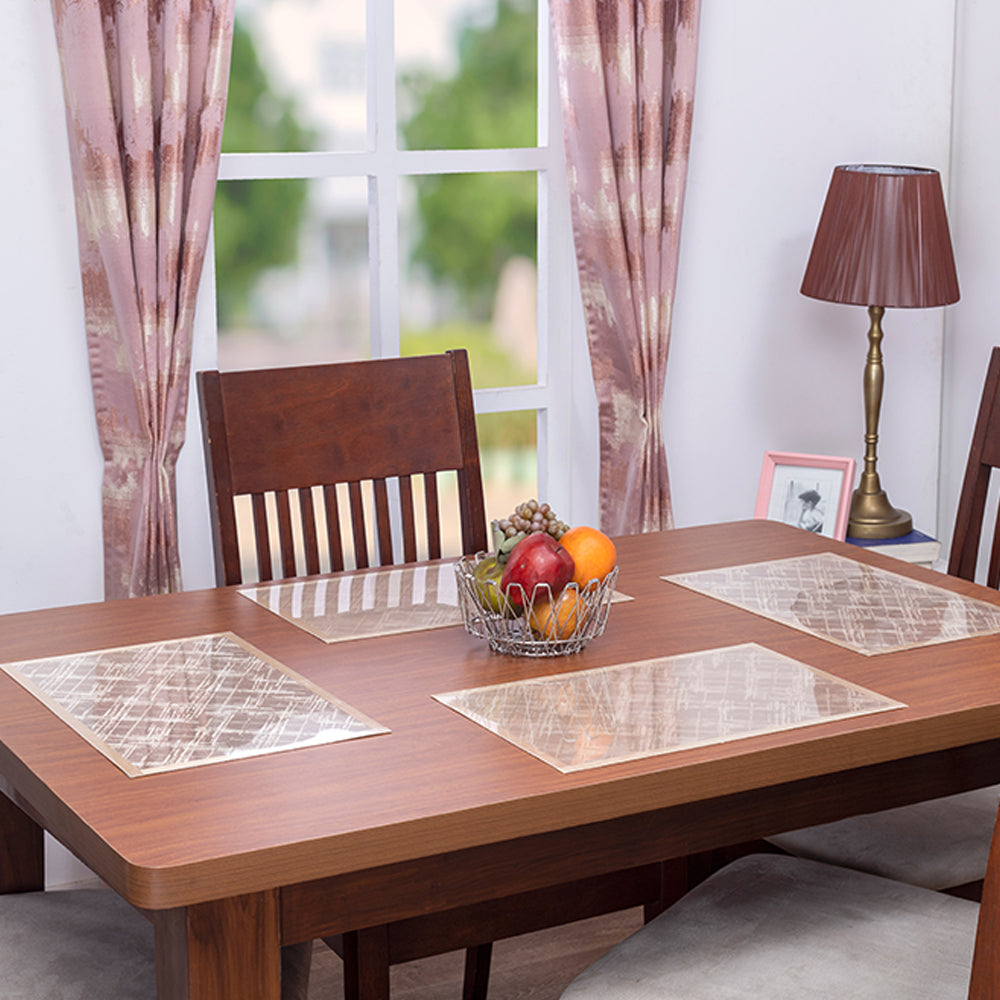 Golden Frame in Wood Print Table Mat (Set of 6 pcs)