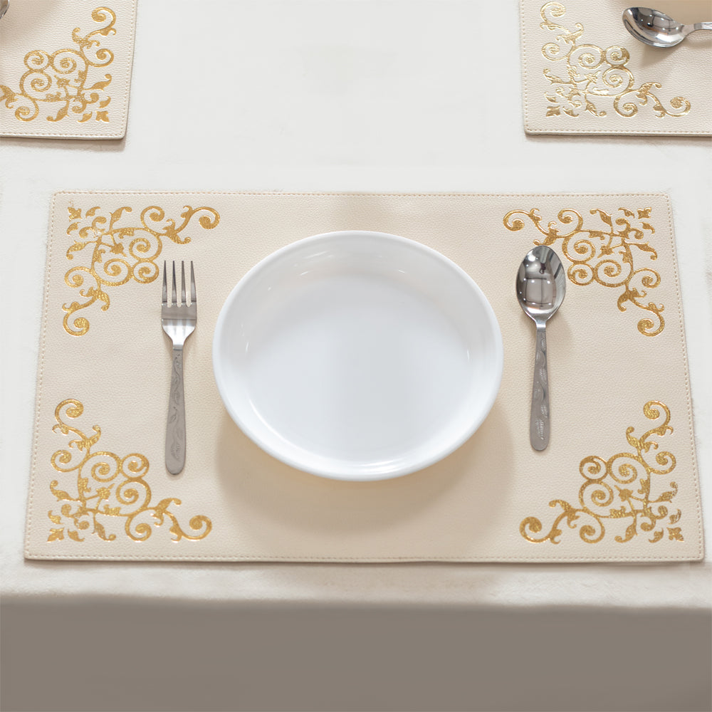 Ivory Luxe Leather Mat (Set of 6pcs)