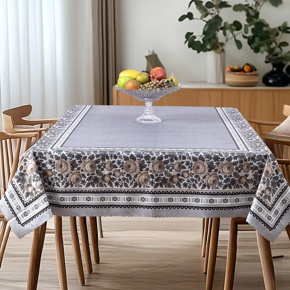 Vintage Bloom – Smoky Pearl Floral Table Cover